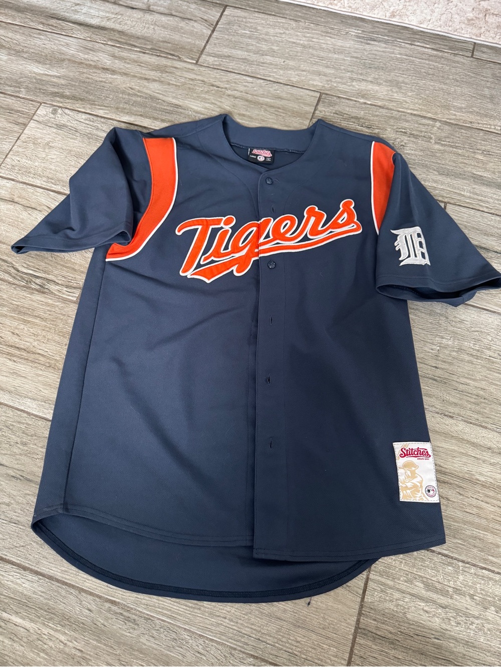 Vintage Detroit Tigers Jersey Stitches Blank MLB Baseball Blue Men’s large